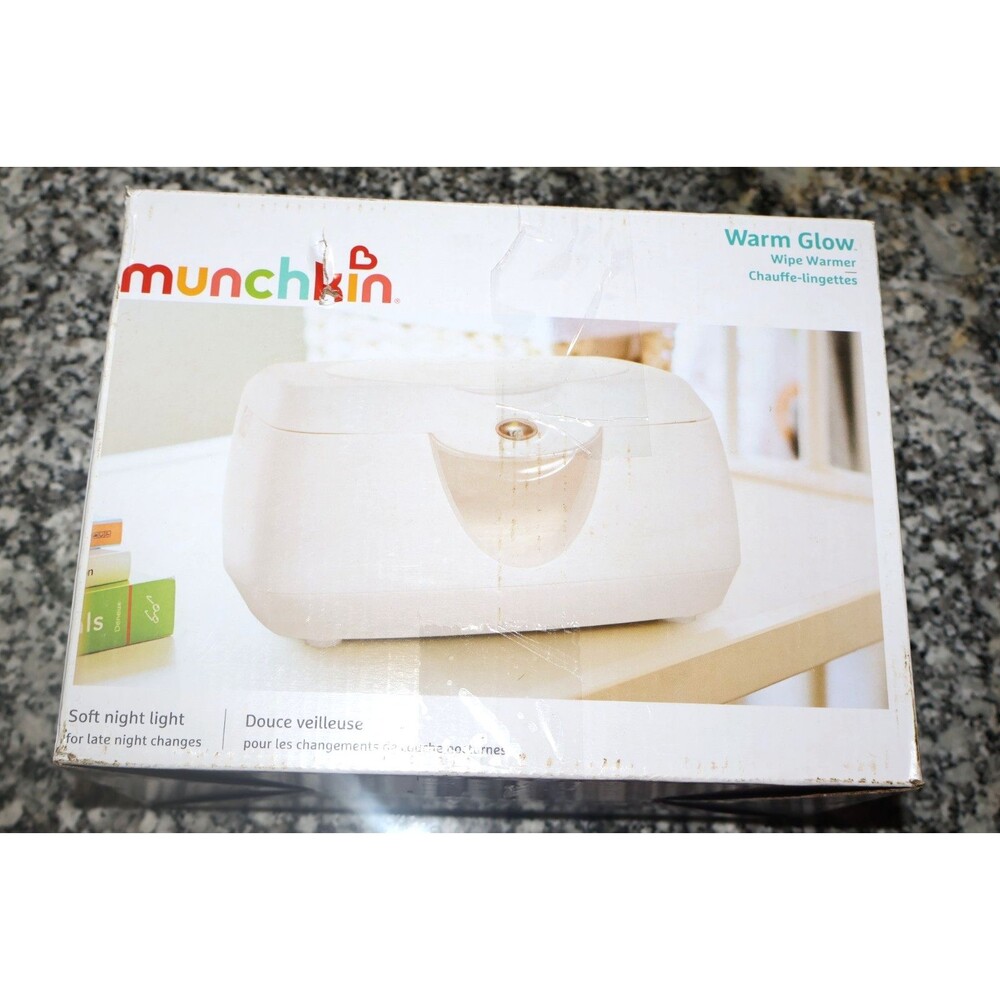 Munchkin Warm Glow Baby Wipe Warmer White Night Light Open Box New Infant